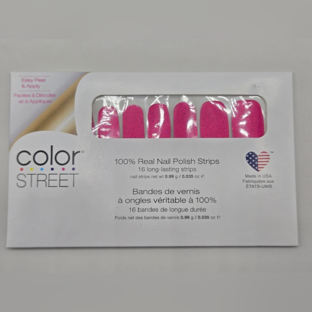 Color Street Raspberry Jam Nail Polish Strips Bright Pink Glitter - Picture 2 of 4